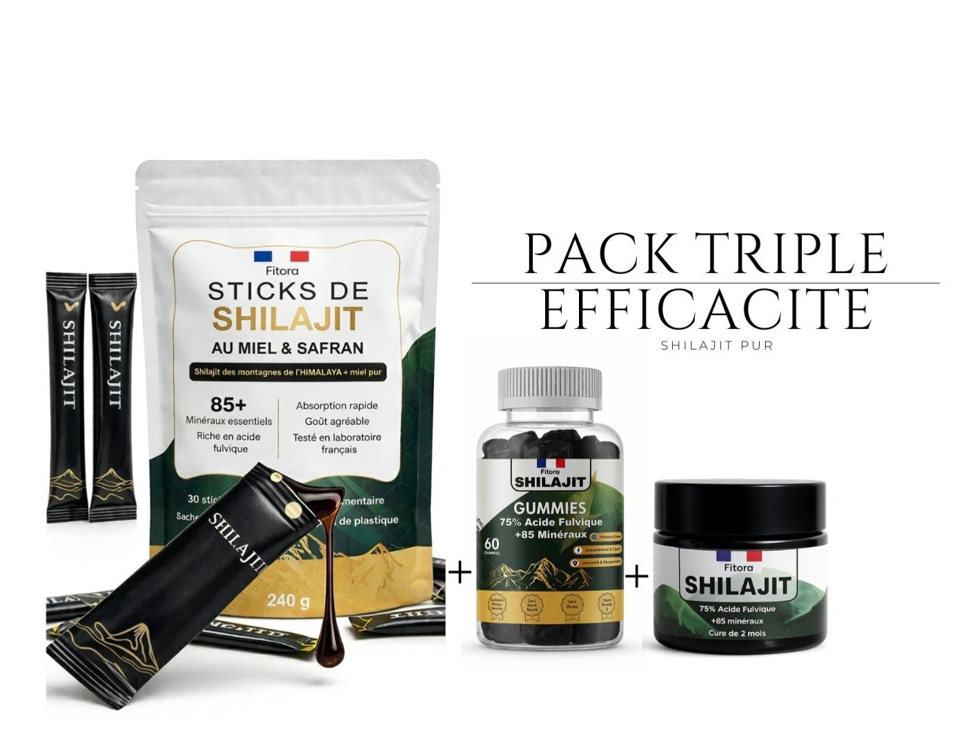 Pack complet Shilajit Miel & Safran