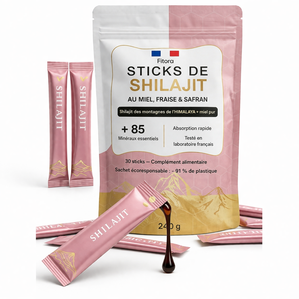 Shilajit Stick à la Fraise, Miel & Safran